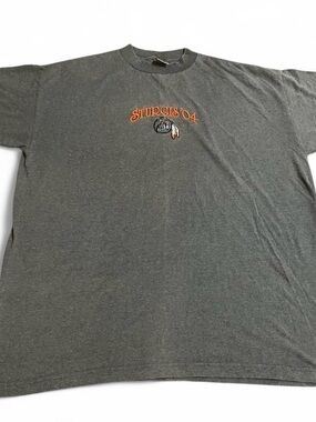 Men’s Vintage Gray Embroidered Sturgis 04 Motorcycle Biker Shirt Size 2XL